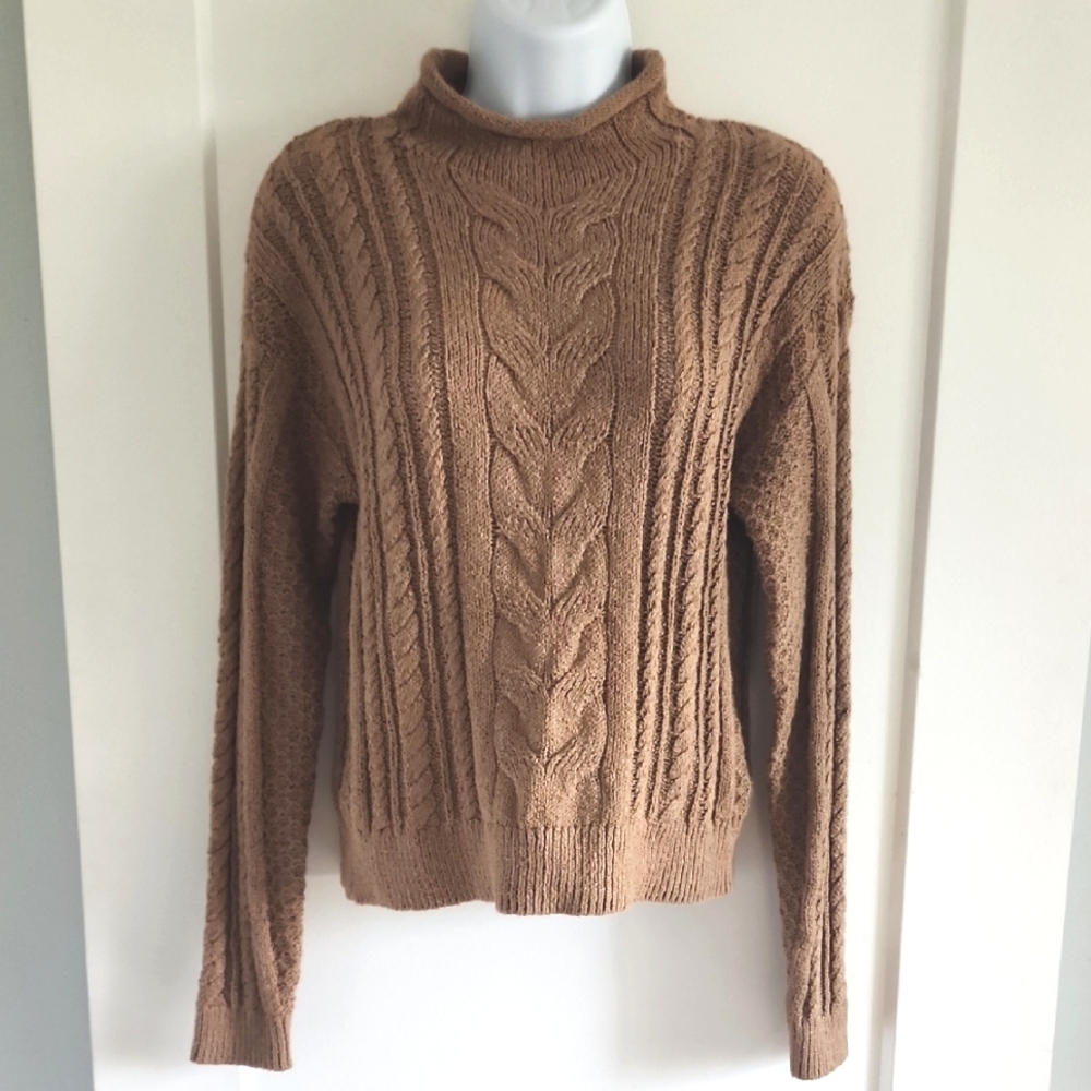 Nwt J. Crew Rollneck Cable Knit Sweater In Brown Size XS